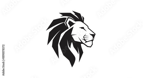 Black and White Lion Head Illustration.