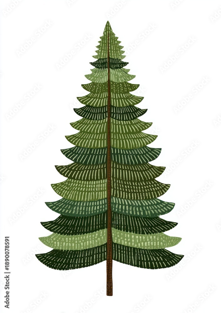 Fototapeta premium Artistic evergreen tree illustration.
