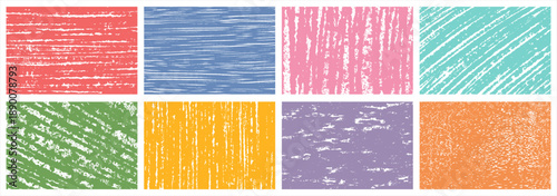 Textured colorful grunge rectangle vector backgrounds set. Hand brush ink drawn linocut chaotic striped hatching, grungy uneven rough strokes stripes splashes textures.  Artistic abstract templates