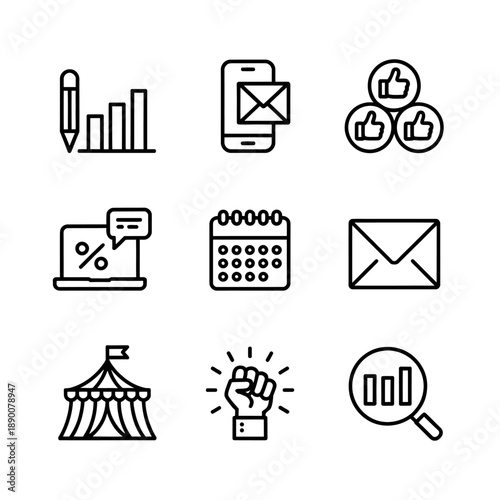 Collection of flat design business and technology icons set