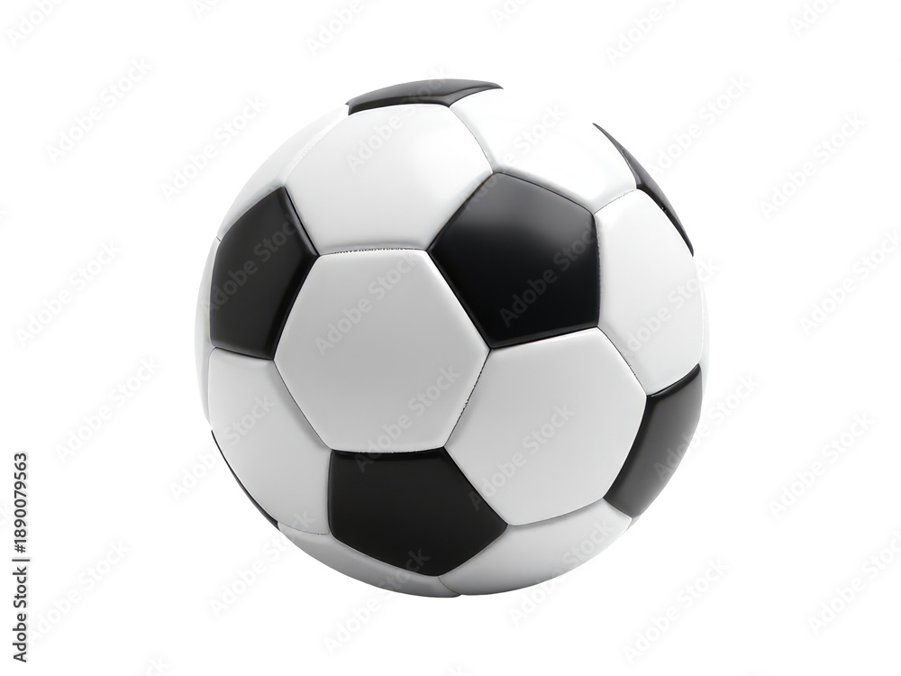 Fototapeta premium A classic black and white soccer ball against a clean white background, perfect for sport-themed designs