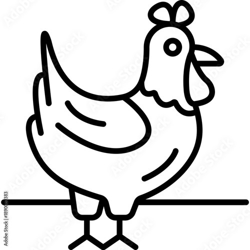 Chicken Farm Animal Fill Icon: Bird and Food Source
