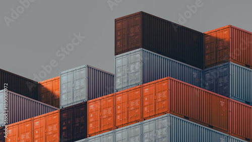 Stacked industrial containers for goods transport and storage