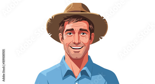 Smiling farmer man wearing hat with transparent background