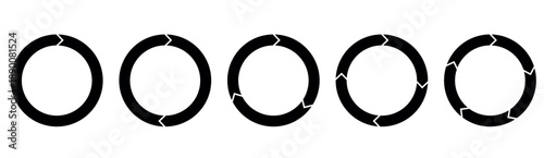 Circle diagram infographic set. Rotation round cycle vector scheme process template. 2, 3, 4, 5 parts.
