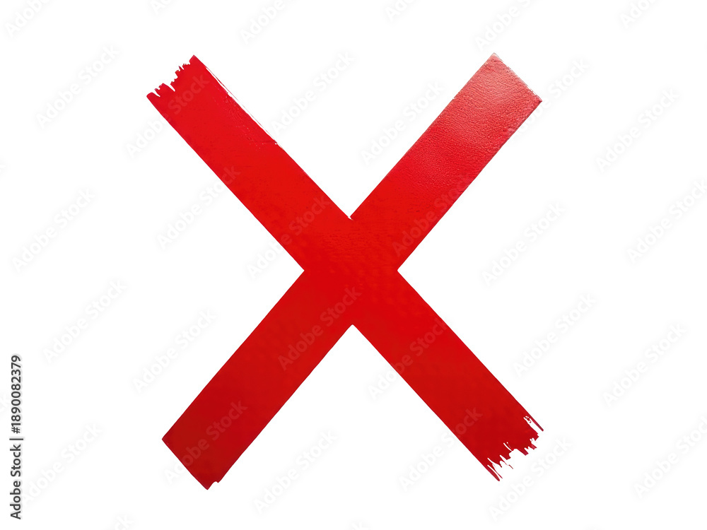 Obraz premium A bold red cross painted on a plain white background