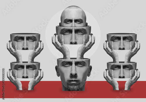 Portrait of a man in surrealism style (digital illustration)	
