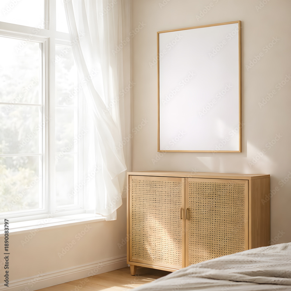 Fototapeta premium Blank Frame Mockups in Bright Modern Interiors with Natural Light