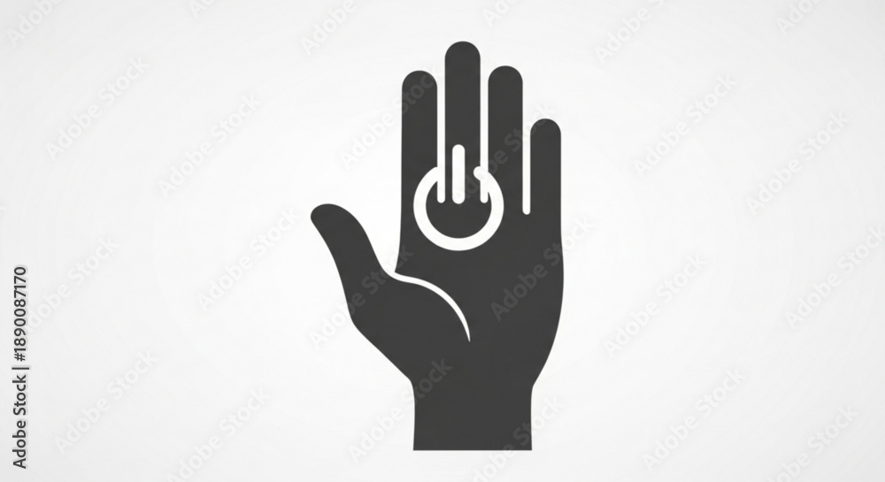 Obraz premium Hand with Power Symbol Gesture Isolated on White Background
