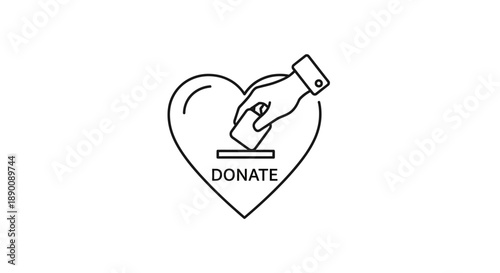 Donate Heart Icon, Charity Love & Giving Symbol
