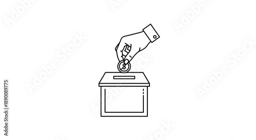 Donation Ballot Box Icon, Charity Voting & Fundraising Donation Symbol