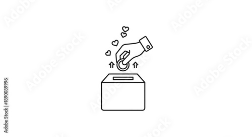Donation Box Drop Icon, Charity Donation & Fundraising Symbol