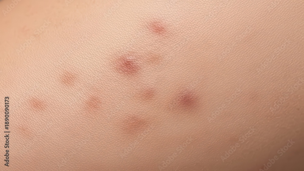 Fototapeta premium Close-up of skin with acne or rash on light complexion showing red bumps and texture detail