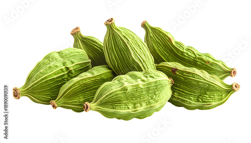 Wallpaper Mural Close-up studio shot of a pile of green, ribbed seed pods, isolated on a black background, with natural textures Torontodigital.ca
