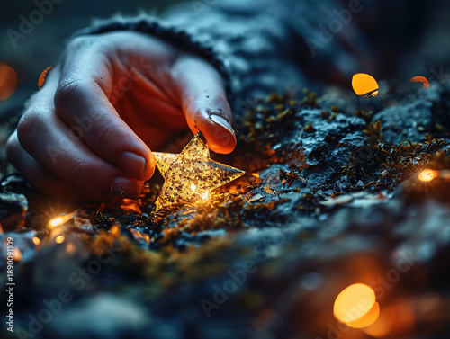 Enchanting Hand Holding Glittery Star Ornament