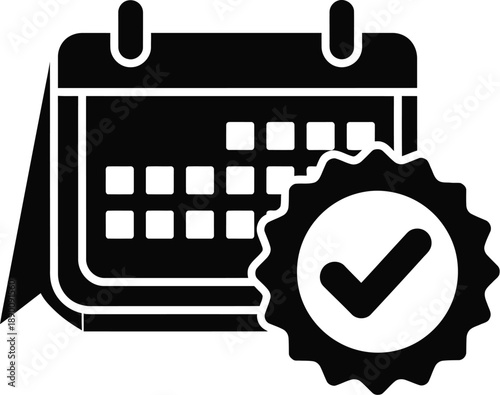 Calendar event or scheduled appointment with checkmark indicating a task or date has been verified or completed. Scheduling, booking, or time management. 