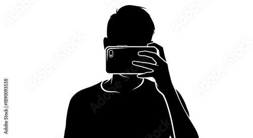 Silhouette of person taking photo with smartphone