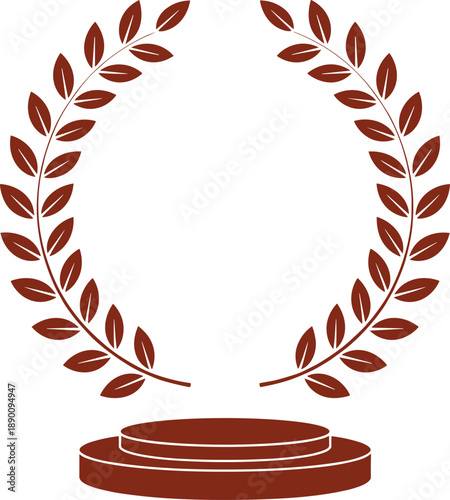 Golden laurel wreath award symbol isolated on white background, victory achievement emblem, success honor decoration illustration design