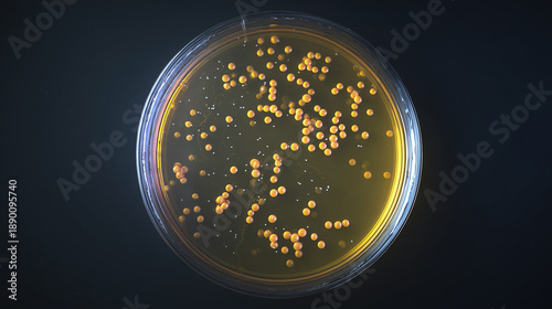 Petri Dish with Bacterial Colonies Top View