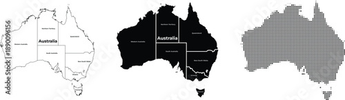 Australia Map Vector Set with States and Territories