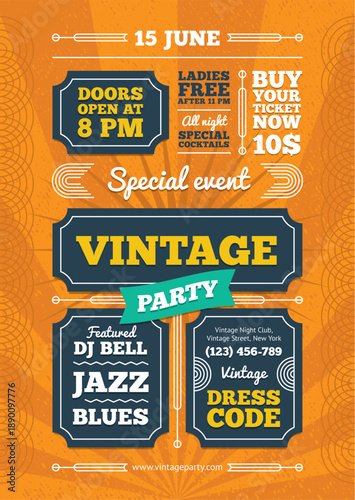 Wallpaper Mural Vintage Party Poster Retro Event Flyer Torontodigital.ca