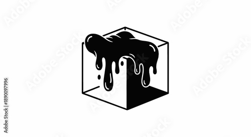 Abstract liquid art melting over a geometric cube, representing transformation and fluidity.