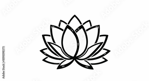 Elegant black and white lotus flower illustration symbolizing peace and purity