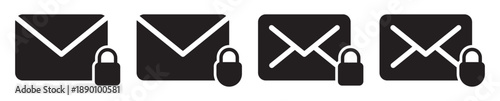 Mail message locked icon vector illustration