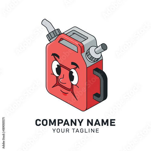 Red Cartoon Gas Can with Facial Expression.