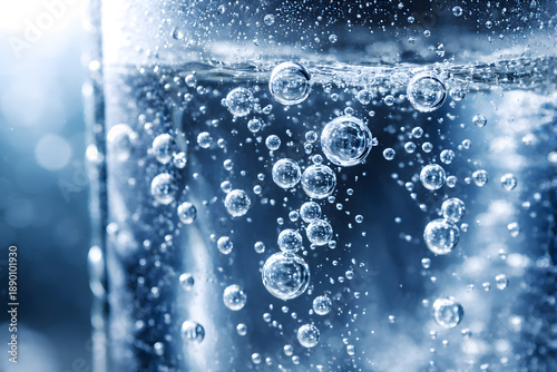Refreshing carbonated water bubbles macro texture background