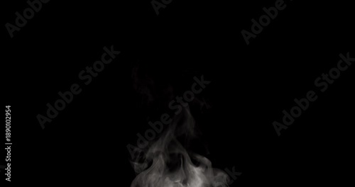 White isolated steam rises in light, graceful twists on a black background in slow motion This gentle trickle of steam is ideal footage as an overlay with blending modes Use this steam for hot drinks