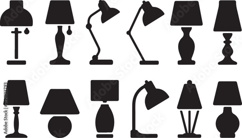 Collection of various table lamp silhouettes