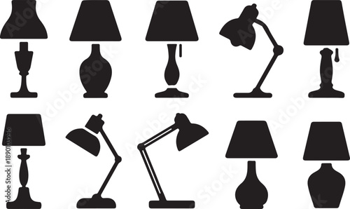 Collection of various desk lamps in different styles and designs