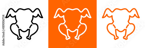 Whole chicken line icon. Clean outline vector illustration of whole poultry bird for food packaging, menu icons, farming and market branding. Isolated.