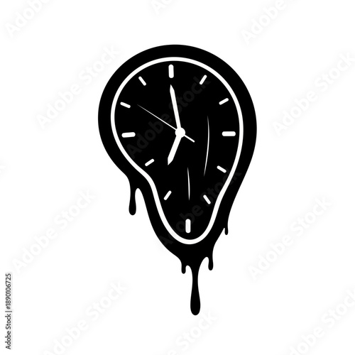 A surreal melting clock illustration on a white background