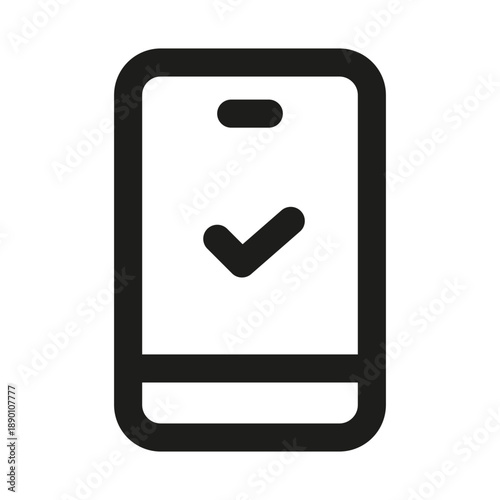 Smartphone with checkmark professional line icon. Professional Line Vector Icon with modern mobile verification concept, minimal clean outline design and scalable approval symbol