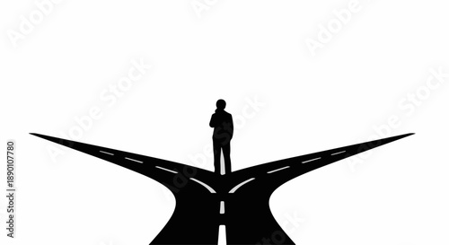 Person standing at a crossroads, contemplating a decision.