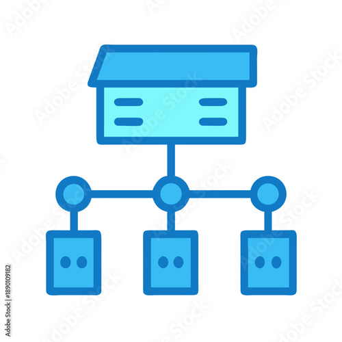Blue hierarchical structure diagram for organizational charts and data flow visualization