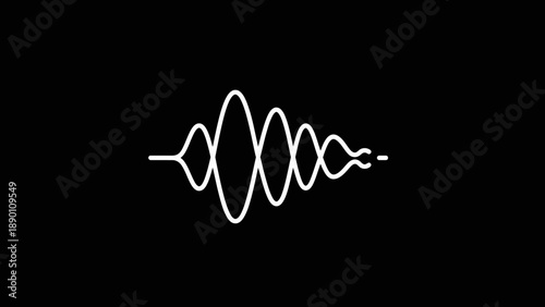White Sound Wave Signal on Black Background.
