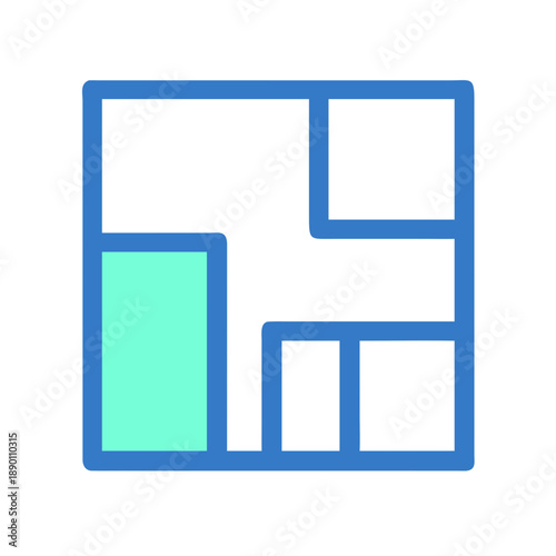 Free Download Modern flat floor plan illustration with geometric shapes and blue color - GFXLoad