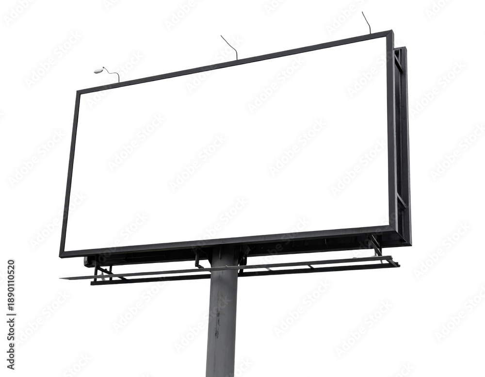 Obraz premium Blank white rectangular street sign or billboard mockup for advertising. Isolated on transparent background