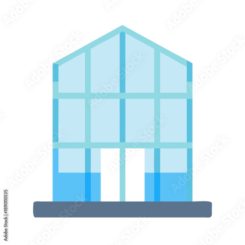Simple Blue Architectural Structure with Gridded Windows, Ideal for City Concepts