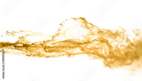 Golden Brown Powder Cloud Burst with Fine Particles on Black Background graphic design