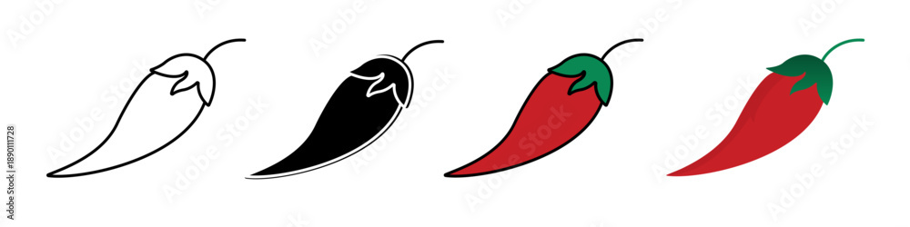 Fototapeta premium chilli icon simple vector outline logo.