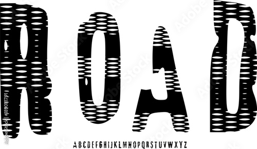 Striped Display Font Alphabet – Bold Modern Decorative Typeface with Horizontal Line Texture for Poster Design, Urban Branding, Logo Creation, and Contemporary Typography Projects