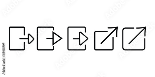 External Link Icon Set. Web and UI Glyph Icons Collection. Vector External Link Symbol with Arrow. Editable Stroke, Flat Design Illustration Isolated on White Background.