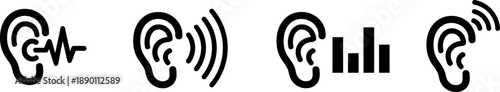 Hearing Health and Auditory Sound Wave Icon Set