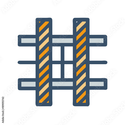 Abstract illustration of a hash tag symbol constructed from bars and lines