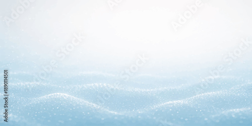 A serene blue abstract winter background features a frozen texture of white snow and crystal ice patterns under a cold sky with soft light clouds