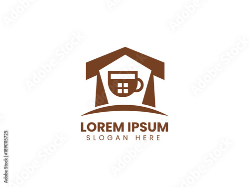 Modern house and coffee cup logo vector template